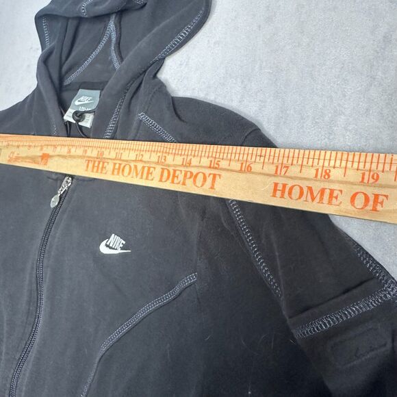 Nike Jacket Girls‎ Large (12-14) Black Left Swoosh Y2K Pocket Athleisure Hooded - Picture 2 of 9
